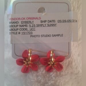 NWT Emberly Brand Hot Pink And Gold Tone Hoop Earrings